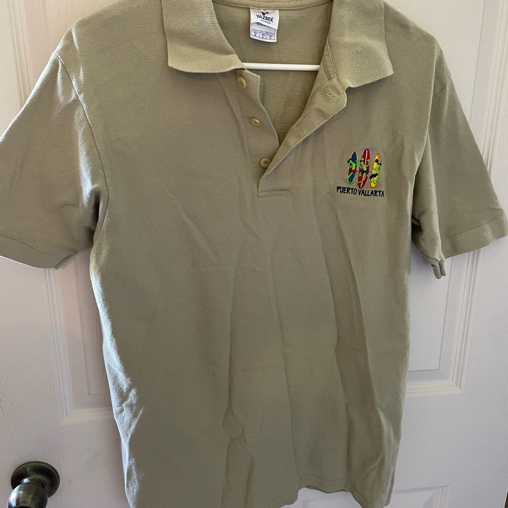 Yazbek Beige Polo Shirt with Embroidered Design
